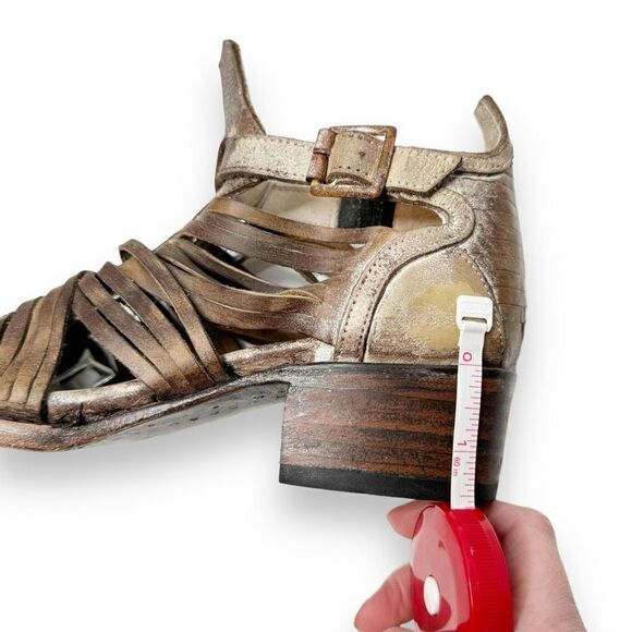 Arrow Bootie Stone Open Peep Toe Leather Ankle Buckle Freebird by Steven Size 6 - Picture 9 of 11